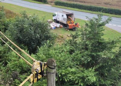Lorry parked beside a rural road. Tree surgeon Arbor Works Middlesbrough